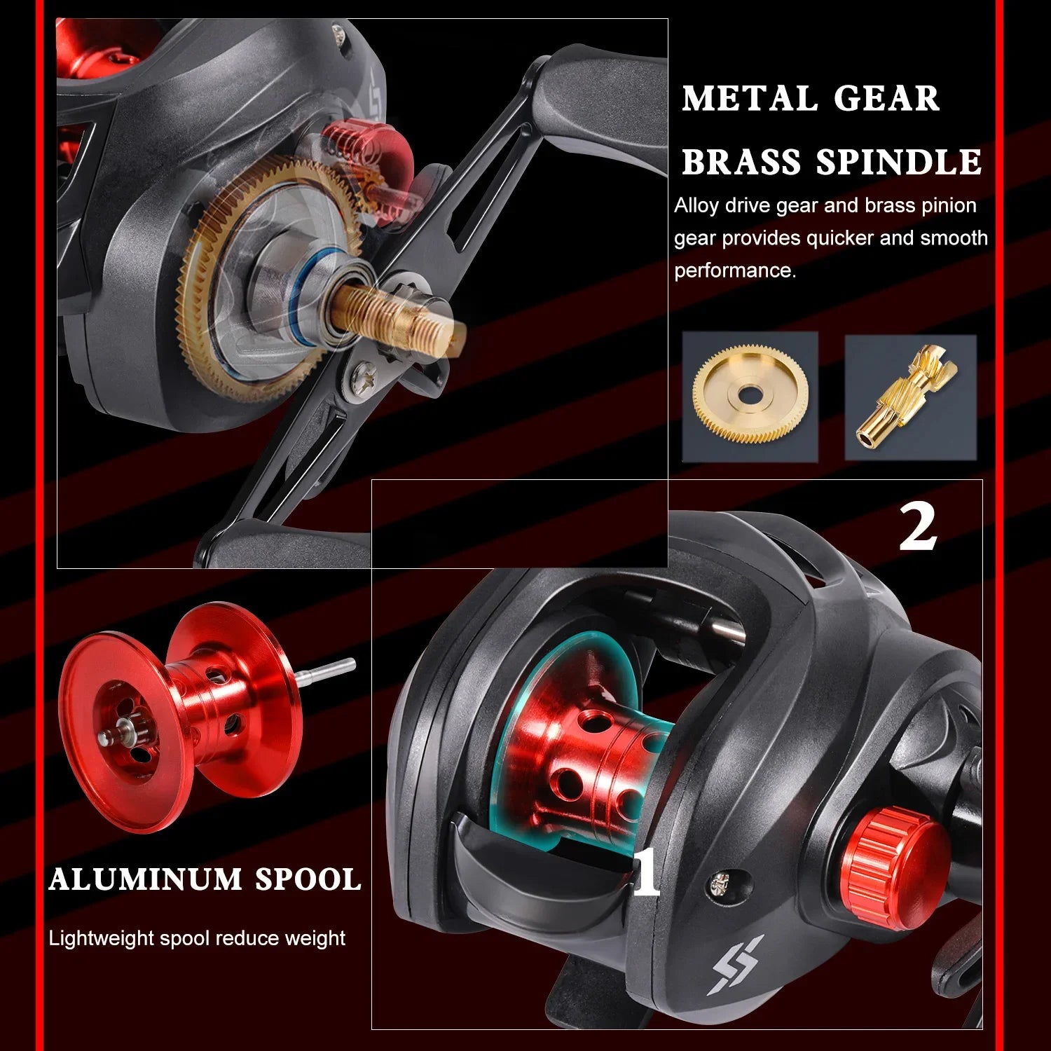 Kit de Pesca Sougayilang - 5 Peças - 7kg - 7.2:1 - Carbono 1,7M