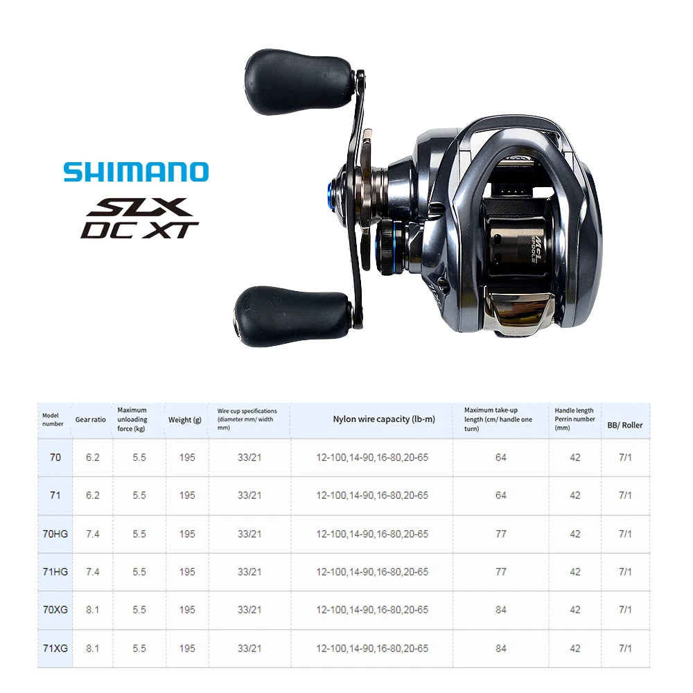 Carretilha Shimano SLX DC XT 71 HG - Drag 5,5kg - 7.4:1