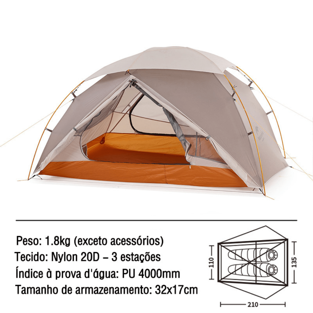 Barraca 20D Nylon 2 Pessoas Ultraleve À Prova D'Água - Naturehike