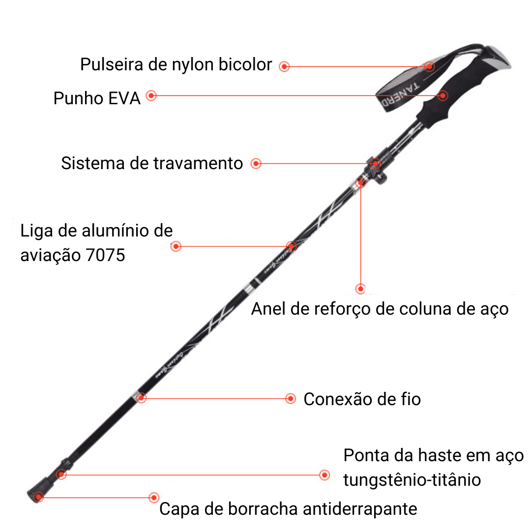 Bastão Trekking Portátil - Fold 30 Cm