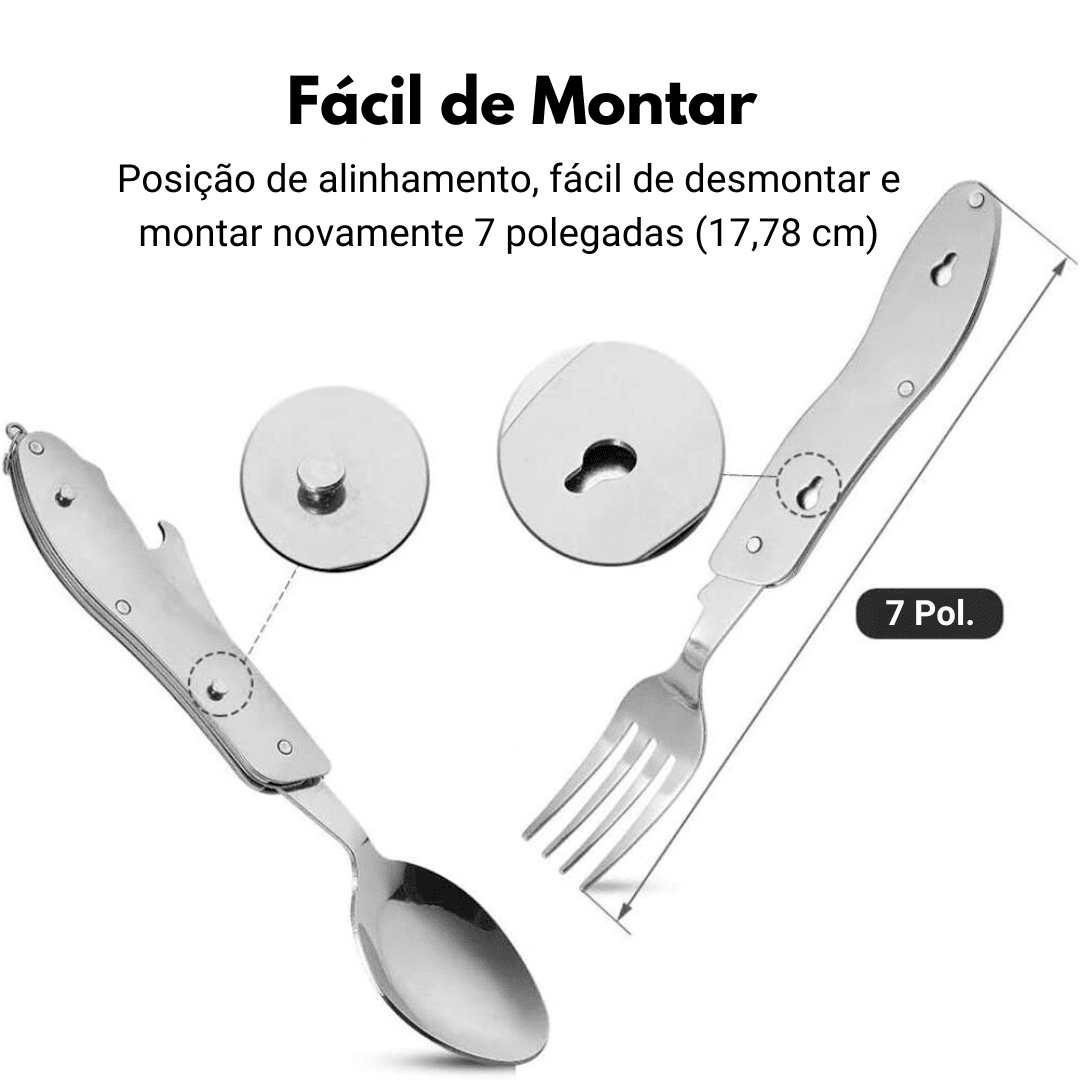 Canivete Portátil de Talheres 4 em 1