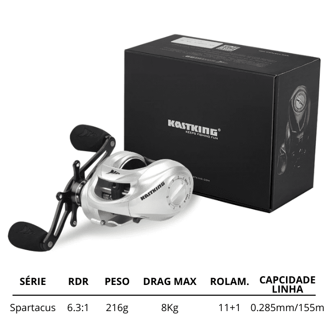 Carretilha Kastking Spartacus Plus - 11+1 Rol - 8KG Drag - 6.3:1
