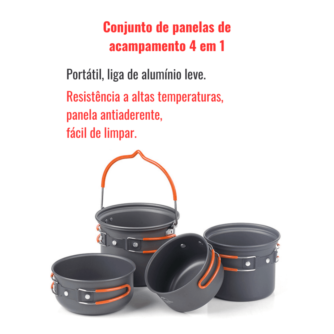 Kit Panelas de Acampamento 4 em 1 - PotSet
