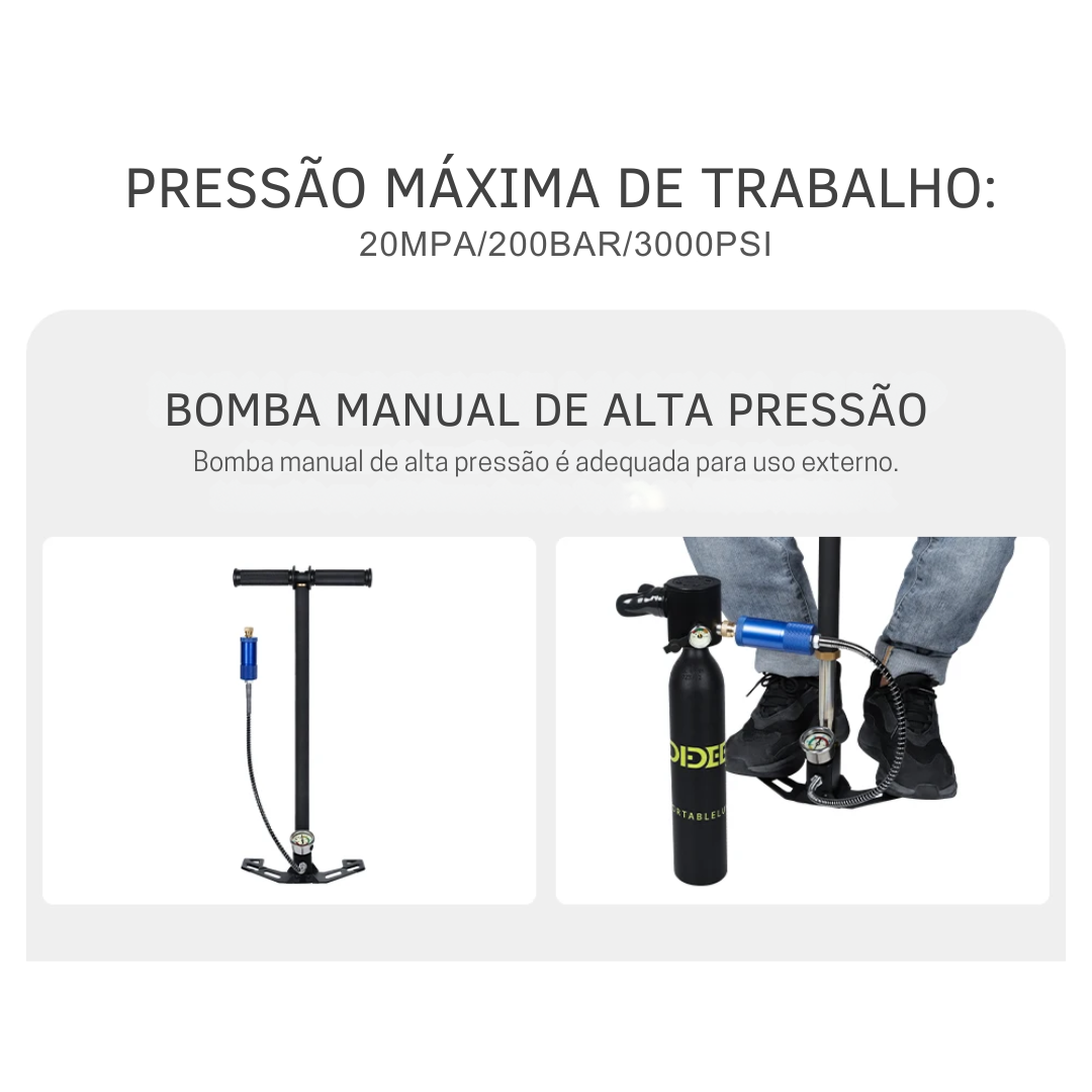 Máscara com Tanque de Oxigênio para Mergulho 0.5L Plus - Dideep