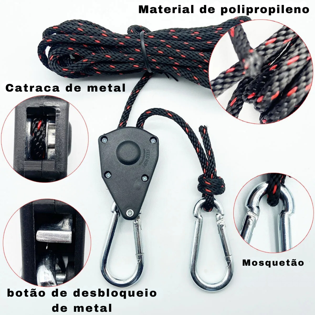 Polia de corda de acampamento ajustável