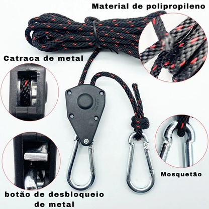 Polia de corda de acampamento ajustável