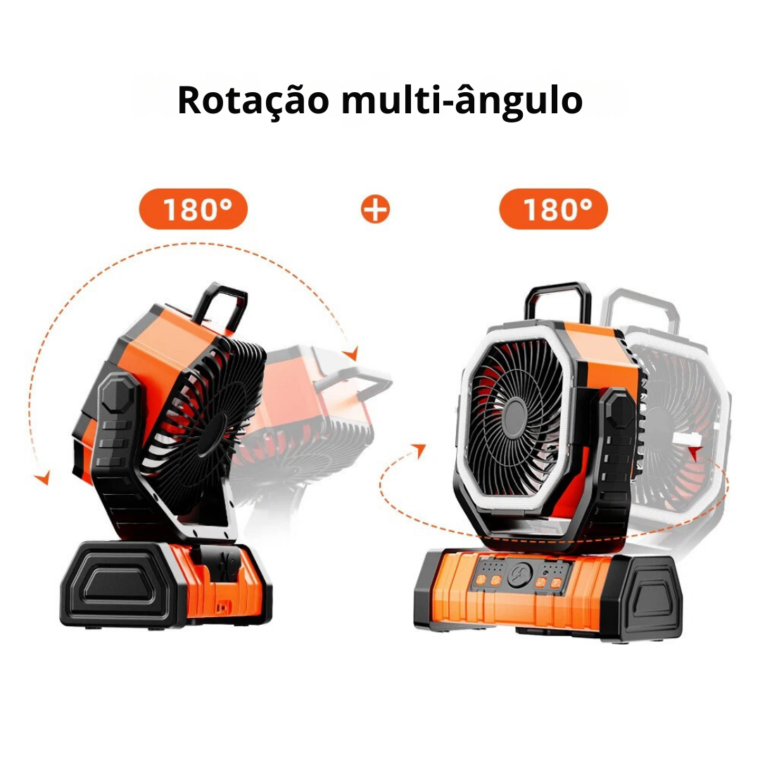 Ventilador de acampamento portátil recarregável