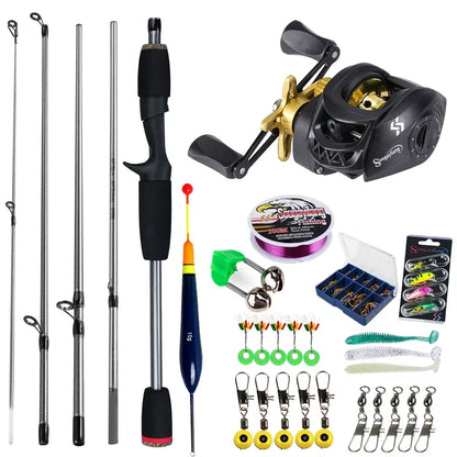 Kit de Pesca Sougayilang - 5 Peças - 7kg - 7.2:1 - Carbono 1,7M