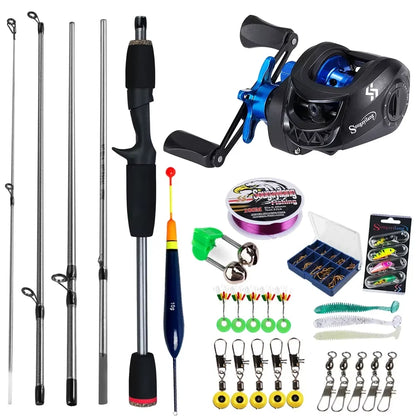 Kit de Pesca Sougayilang - 5 Peças - 7kg - 7.2:1 - Carbono 1,7M