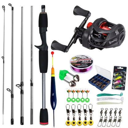 Kit de Pesca Sougayilang - 5 Peças - 7kg - 7.2:1 - Carbono 1,7M