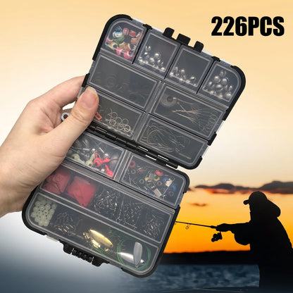 Kit Completo de Pesca 410 Peças + Caixa, Anzóis, Chumbadas e Mais