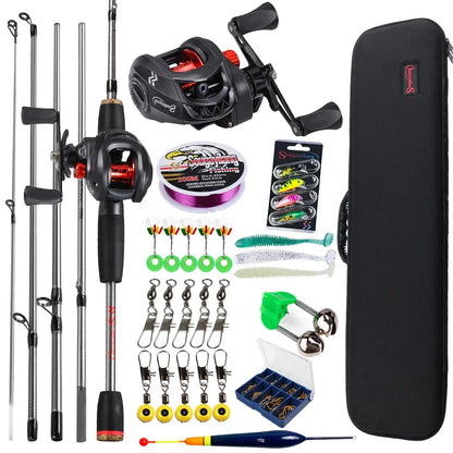 Kit de Pesca Sougayilang - 5 Peças - 7kg - 7.2:1 - Carbono 1,7M