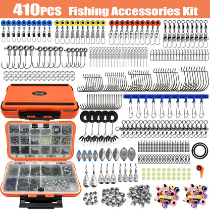 Kit Completo de Pesca 410 Peças + Caixa, Anzóis, Chumbadas e Mais