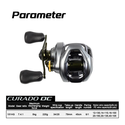 Carretilha Shimano Curado DC 150/151 - Drag 5 kg - 8.5:1