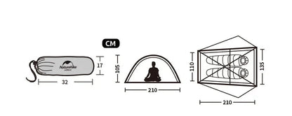 Barraca 20D Nylon 2 Pessoas Ultraleve À Prova D'Água - Naturehike
