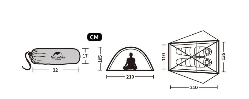 Barraca 20D Nylon 2 Pessoas Ultraleve À Prova D'Água - Naturehike