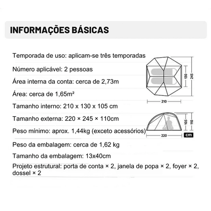Barraca Ultraleve Portátil Impermeável para Camping - Týr