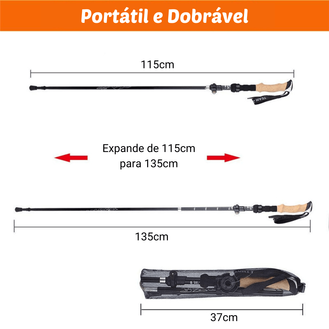 Kit 2 Bastões de Trekking Ergonômicos Ultraleves - Nordic