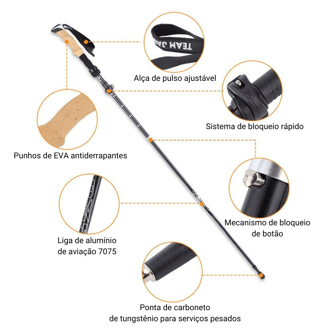 Kit 2 Bastões de Trekking Ergonômicos Ultraleves - Nordic
