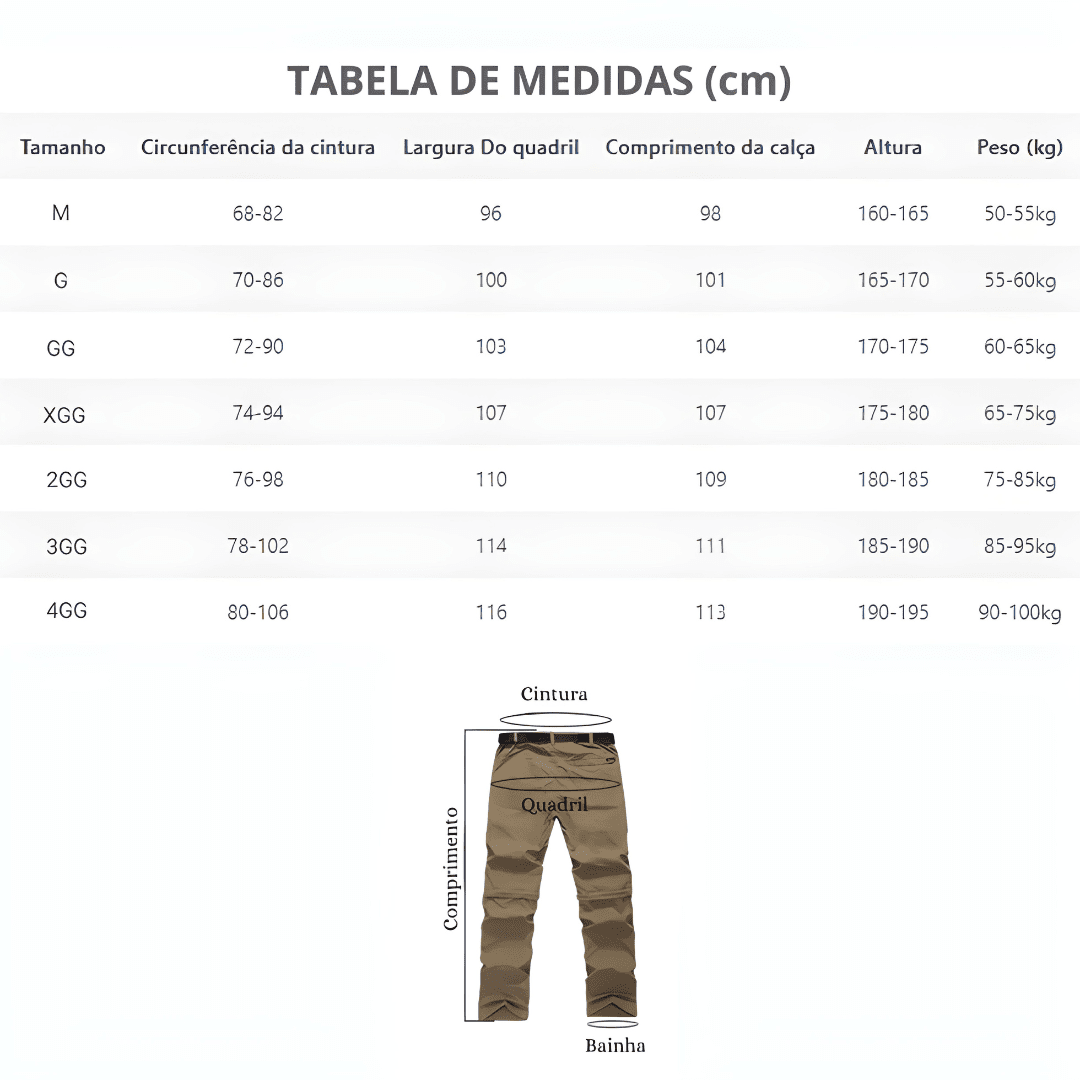 Calça Bermuda Cargo Outdoor Destacável - Trvlwego