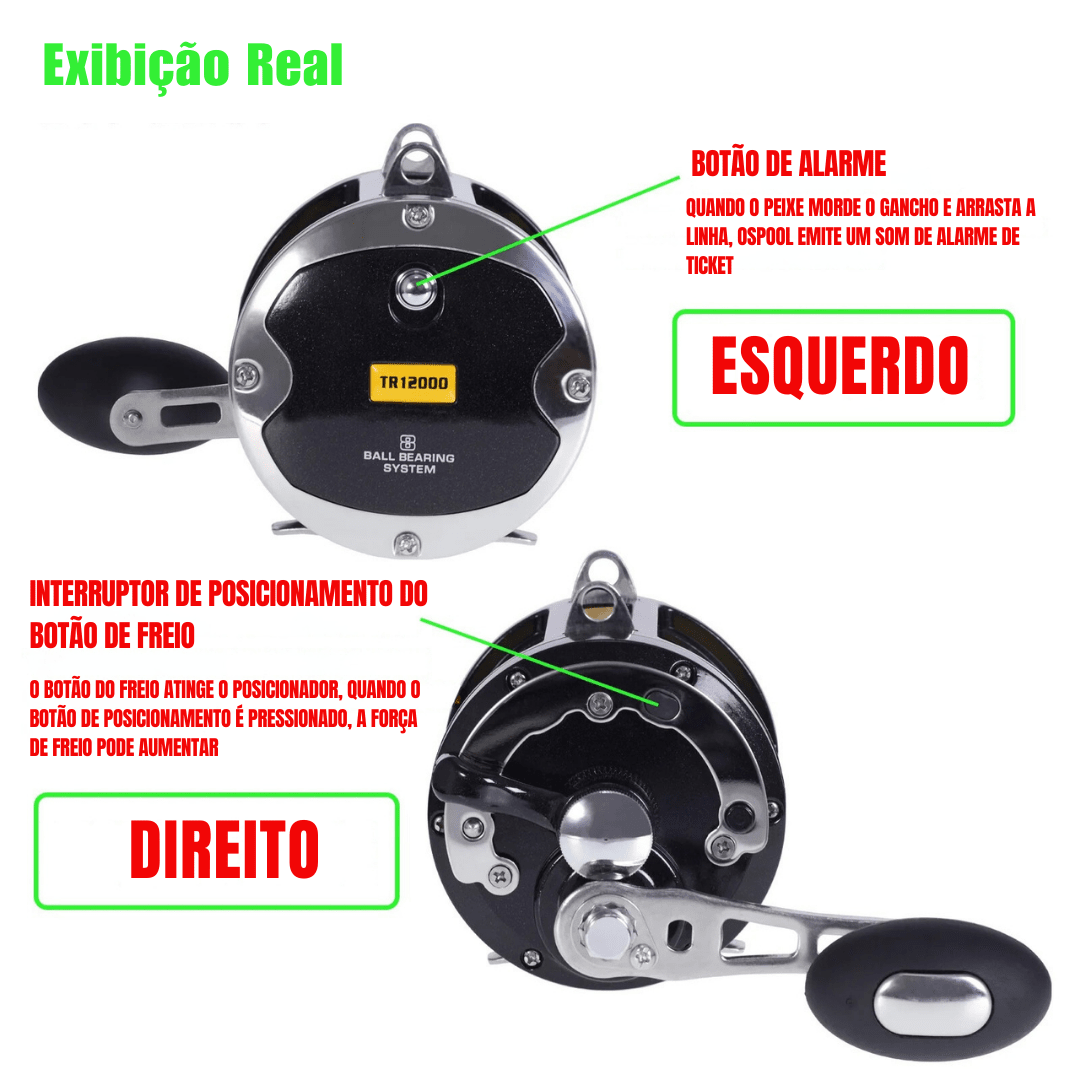 Carretilha de Pesca Marítima Perfil Alto Drag 30kg - Molla