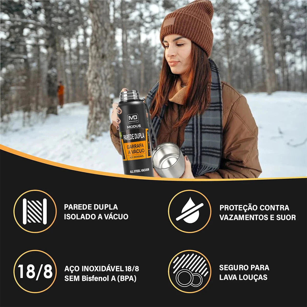 Garrafa térmica portátil de aço inoxidável outdoor - Modus