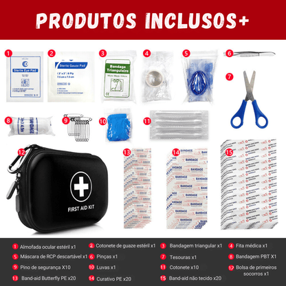 Kit Portátil de Primeiros Socorros Médicos Outdoor 91pçs - Survival